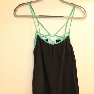 Black and Green Spaghetti Strap Tank Top